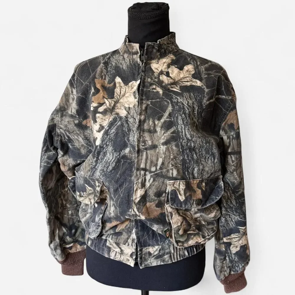 Mossy oak Camo bomber jacket youth large cargo‎ pockets cotton gorpcore hunting